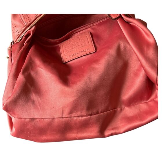 Coach Madison Perforated Leather Satchel Bag Coral Pink Gold Hardware Purse - Picture 11 of 12